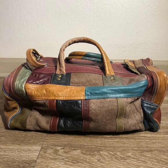 patchwork leather duffle bag